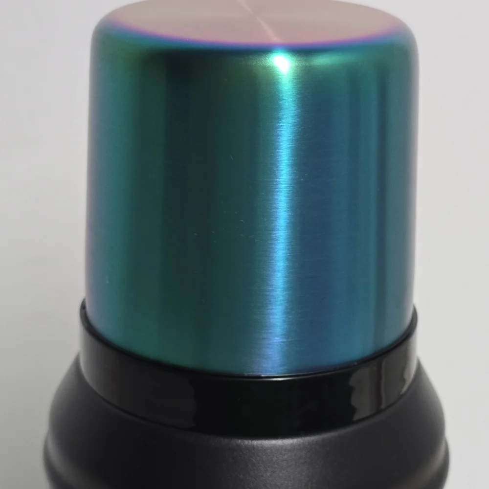 Stanley Black Stainless Steel Thermos with Iridescent Green-Blue Cap - Picture 3 of 14